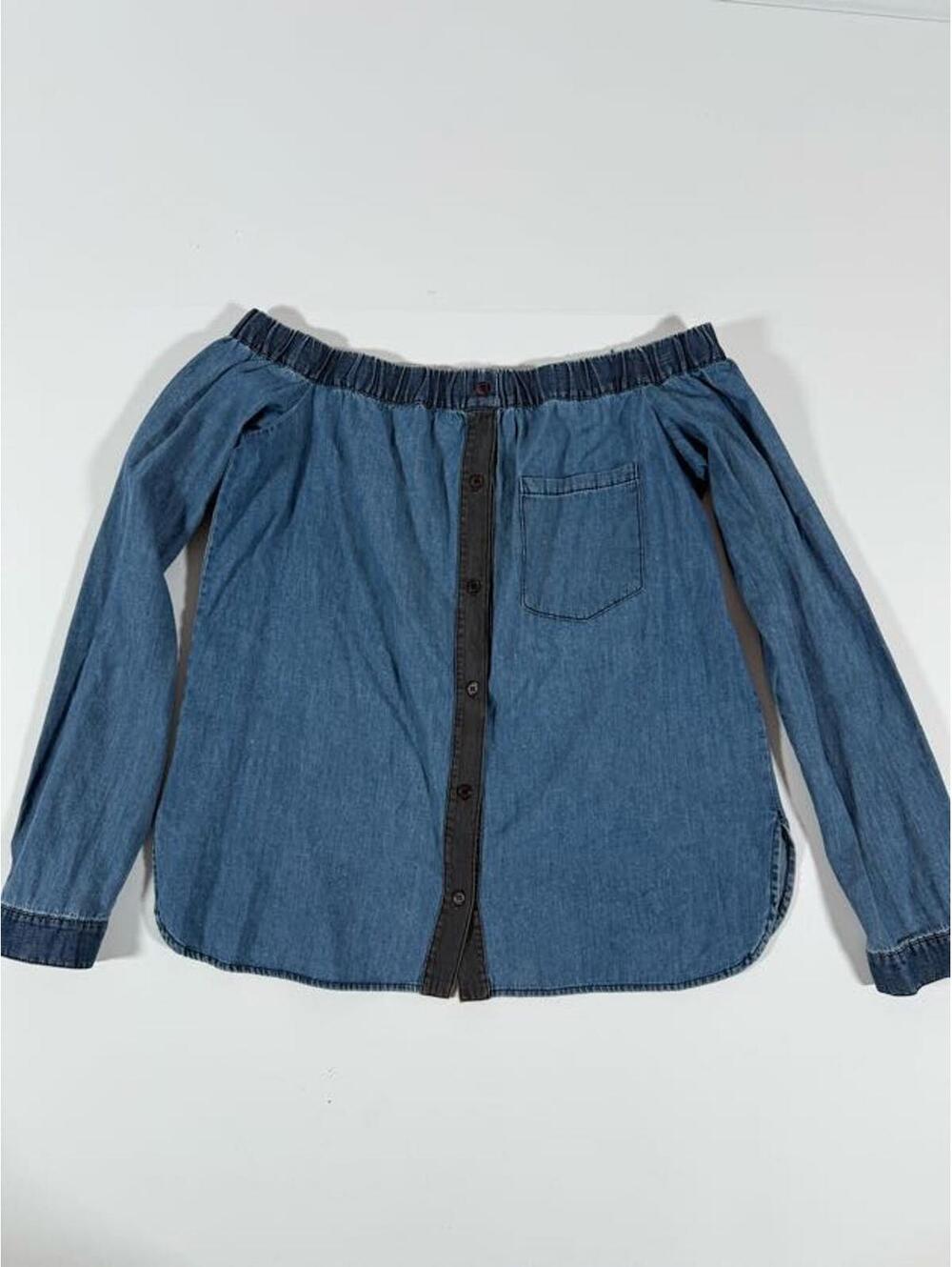 Bailey 44 Off-Shoulder Denim Button-Up Shirt Made in USA